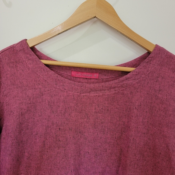 Cut Loose Linen Cotton Blend Top with Pocket Fringe Hem Size XL - Picture 4 of 16